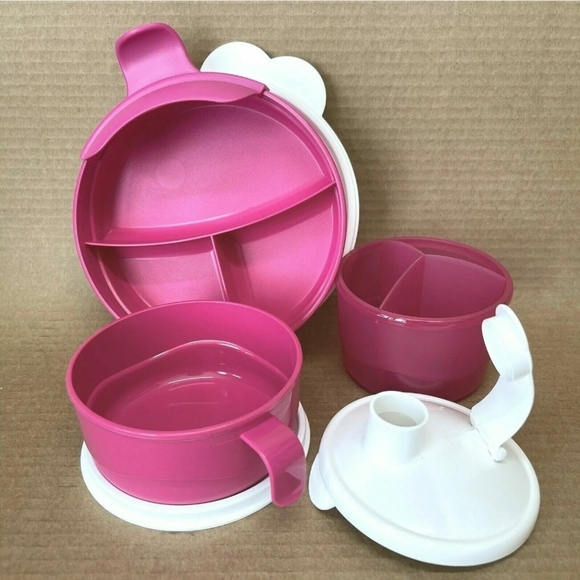 Tupperware Baby Stages Feeding Set 3-pc Hot Pink - Picture 2 of 3
